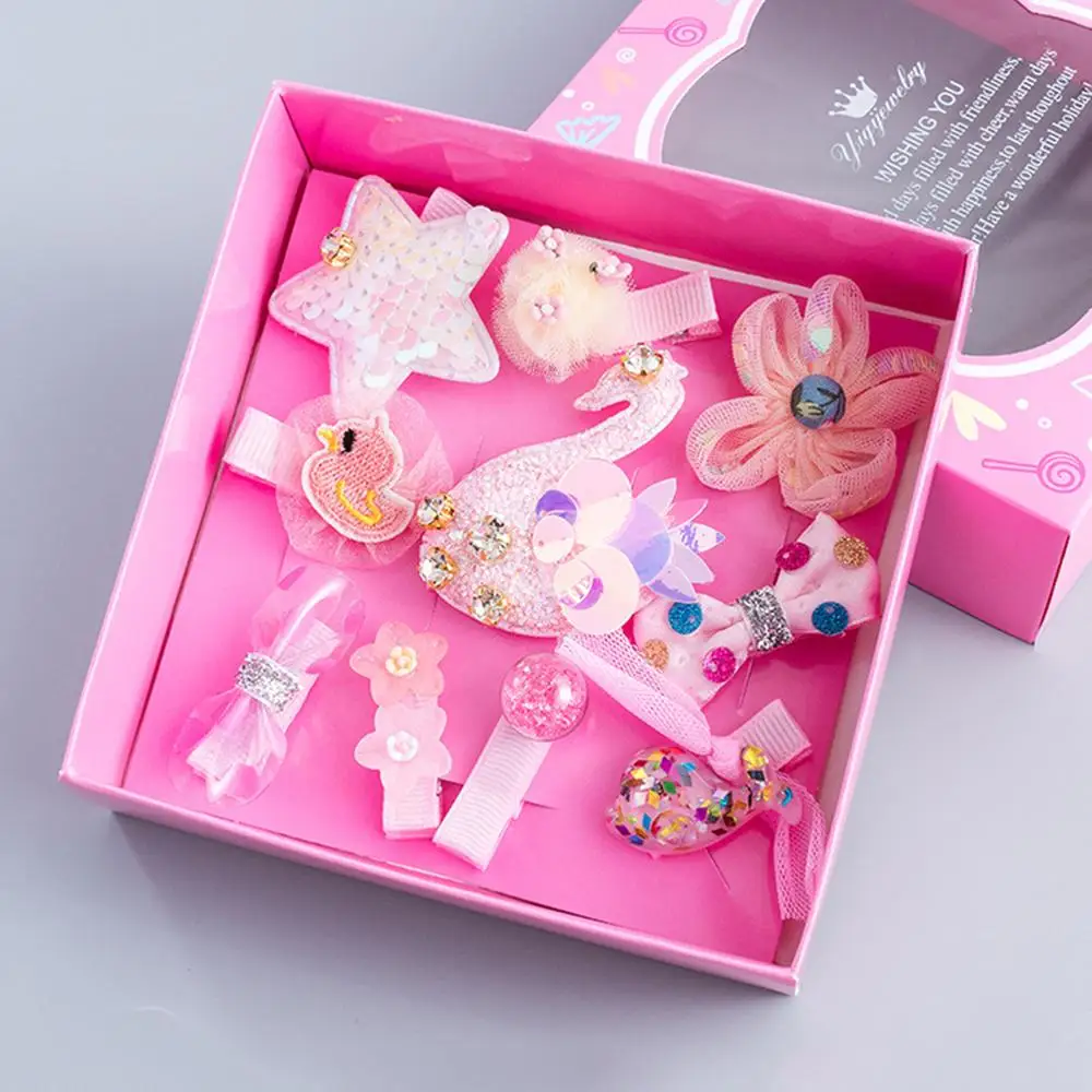 Детская 10 шт./партия Подарочная коробка заколки для волос девочек с лазерными