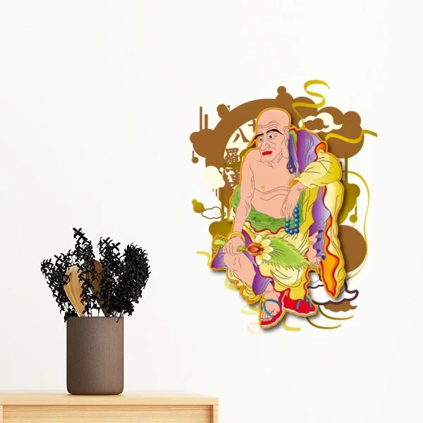 

Buddhism Religion Figure Buddhist Eighteen Arhats Illustration Pattern Wall Sticker Art Decal Mural DIY Wallpaper for Room Decal
