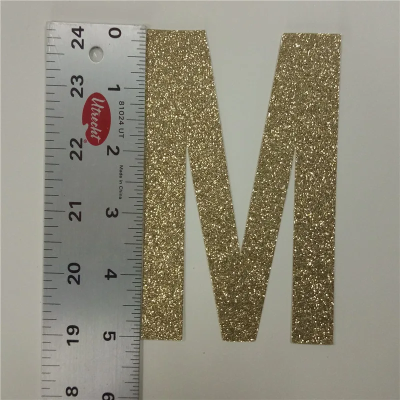 Decorative 5&quot Upper Case Letters M Gold Glitter Paper 1000piece Letter For Banners/Garlands Hanging Birthday Party Decor |