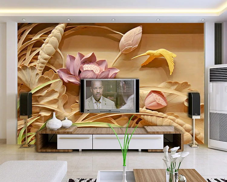 3D обои с изображением цветов лотоса персонализированные настенные фрески на