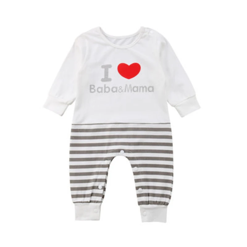 Осенний комбинезон для новорожденных мальчиков и девочек I Love Baba Mama наряды одежда