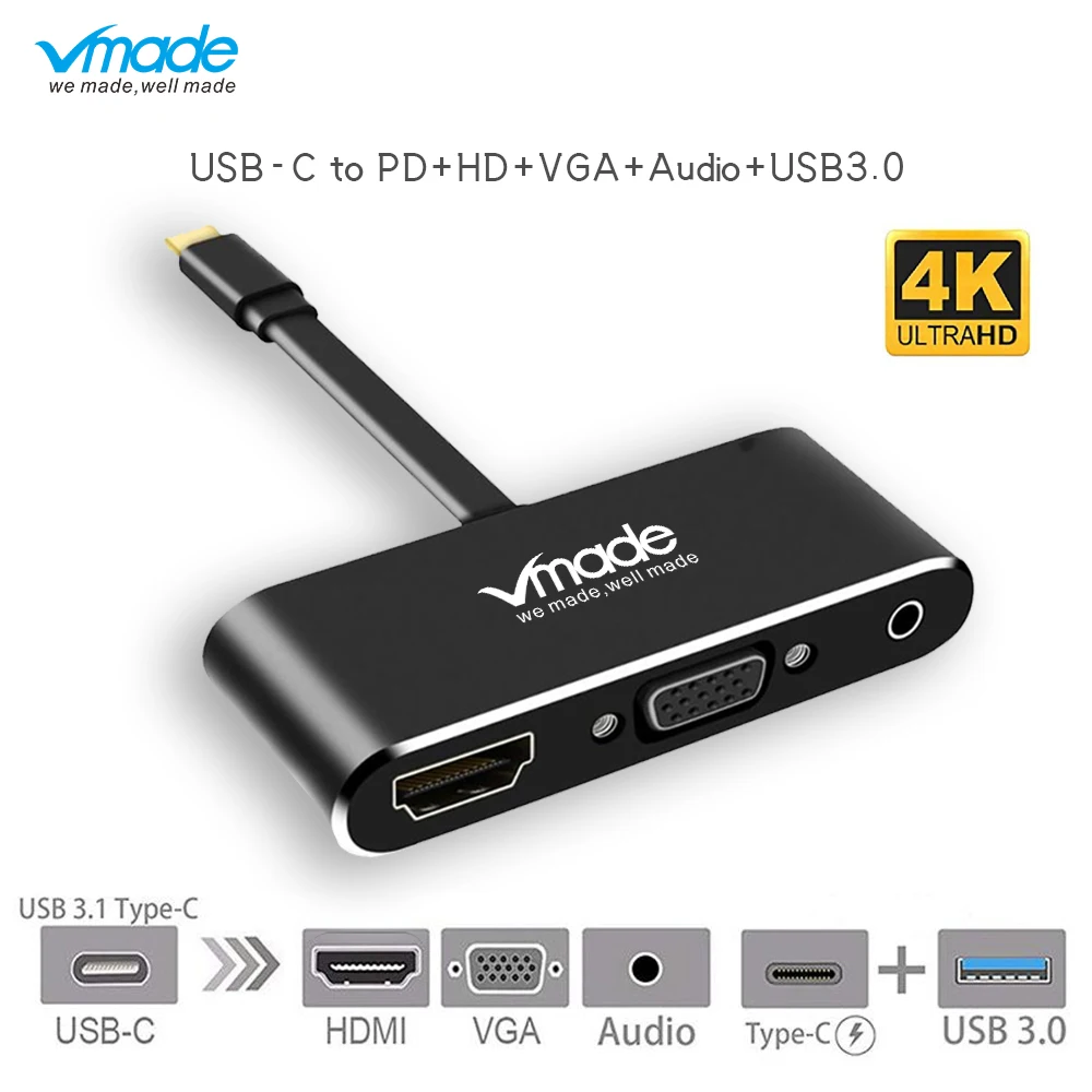 USB Type C адаптер для HDMI c 4K VGA Аудио конвертер Кабель USB3.0 PD концентратор Macbook Pro HuaWei P20