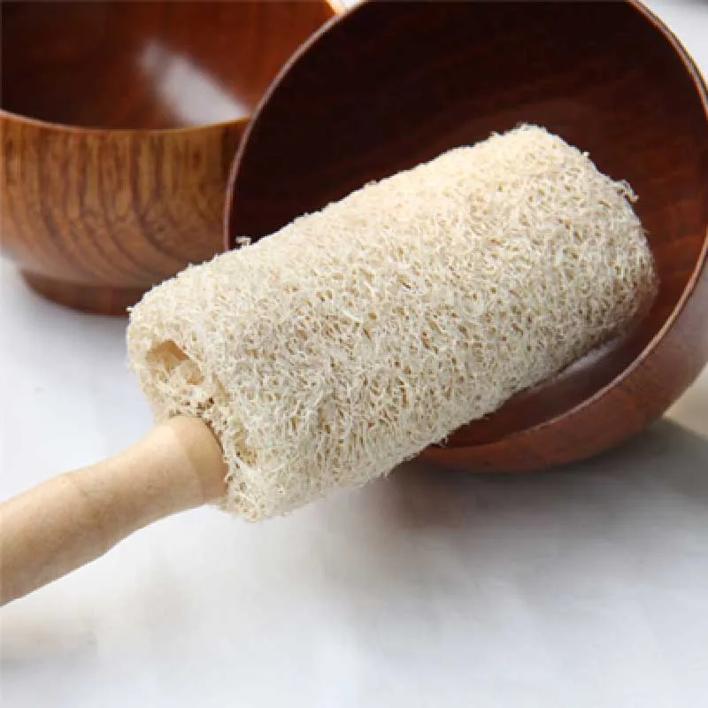 С деревянной ручкой губка люфы чистящая щетка Экологичная и натуральная