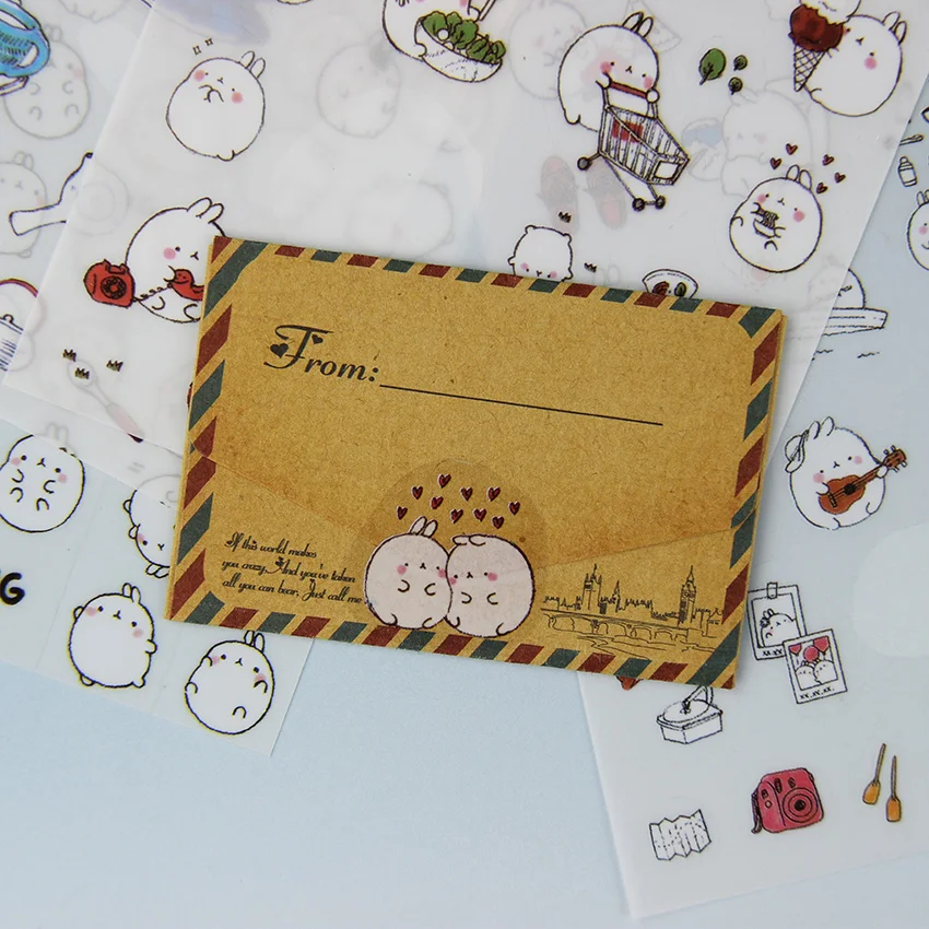 

6 Sheets/pack Korea Creative Cartoon Potato Rabbit Series Pvc Sticker Set Kawaii Papelaria Office Stationery Supplies