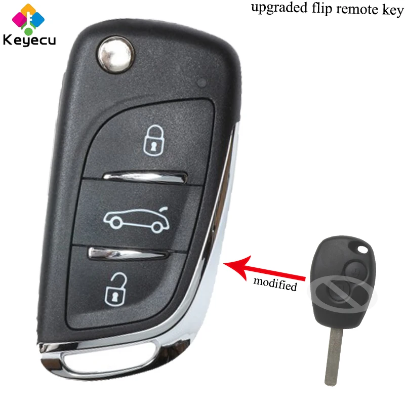 KEYECU Модернизированный Складной Дистанционный Автомобильный ключ 2 кнопки и 433