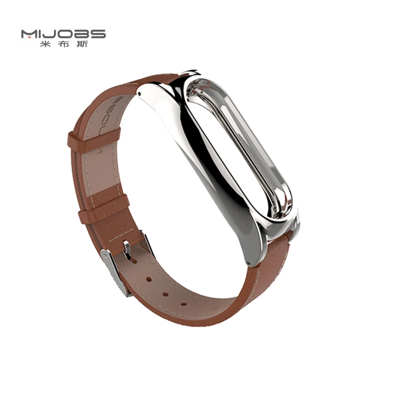 Оригинальный кожаный ремешок Mijobs для Xiaomi Mi Band 2 на запястье смарт браслет Miband