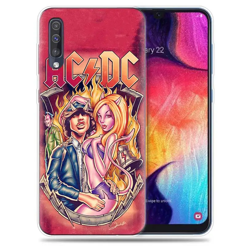 SK-002 Прозрачный силиконовый чехол для samsung Galaxy A50 A70 A30 M30 M20 A10 A20 A40 M20 чехол для телефона ACDC Rock Ac DC Angus young - Цвет: SK-002