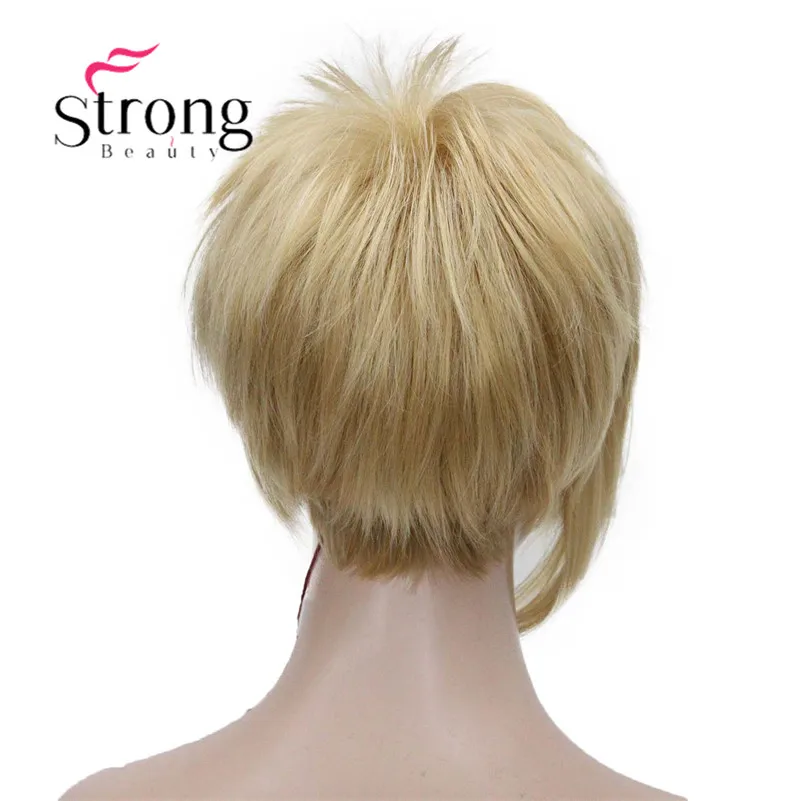 StrongBeauty Асимметричные боковые пряди блондинка короткие прямые синтетические волосы парик выбор цвета