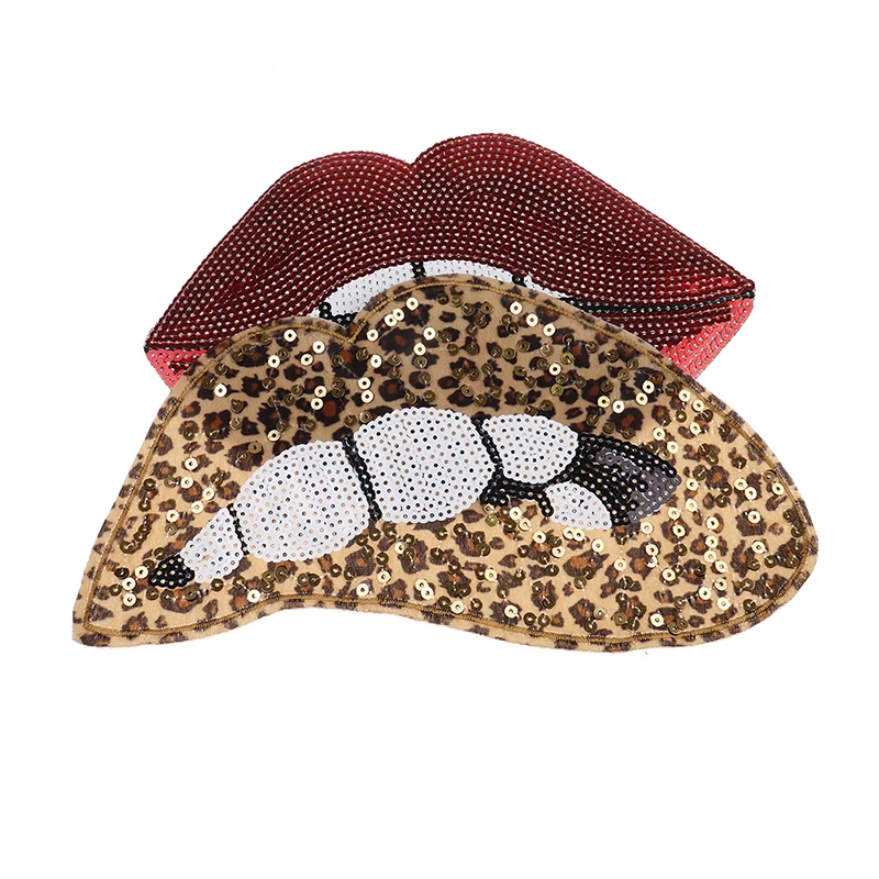 NEW DIY SEXY Lips Sequin Patch Iron On Fabric Sticker For Clothes Badge Embroidered Appliques Wholesale | Дом и сад