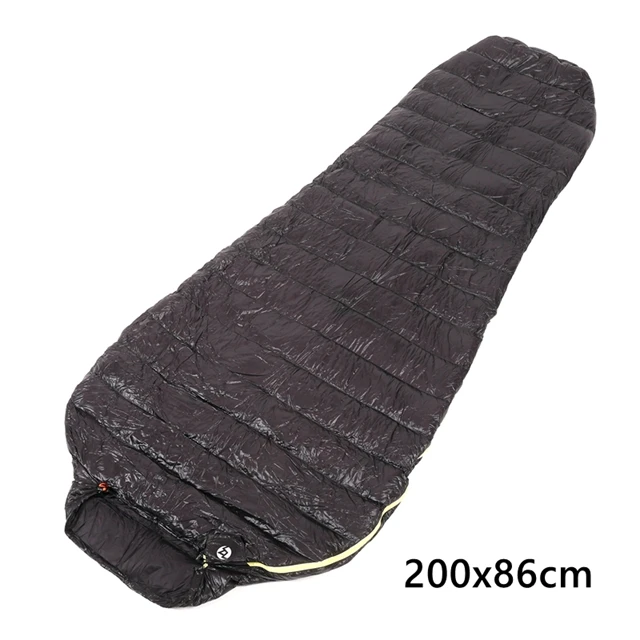 200x86cm Black L Aegismax Мумия спальный мешок белый гусиный пух Сверхлегкий Открытый Кемпинг Туризм зима 2 размера - Цвет: 200x86cm Black L