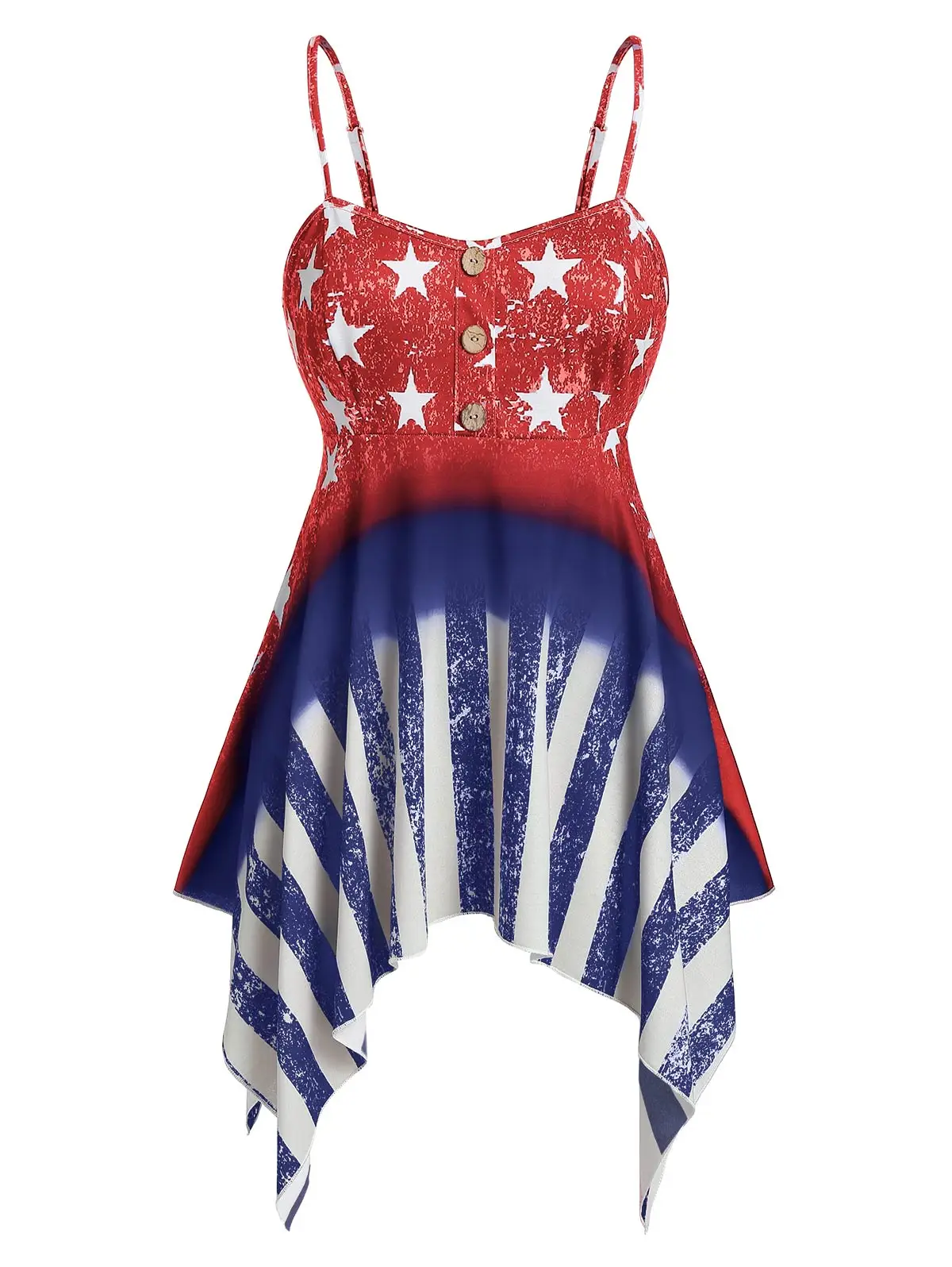 Женский Асимметричный топ с американским флагом ROSEGAL длинный без рукавов лето 2019