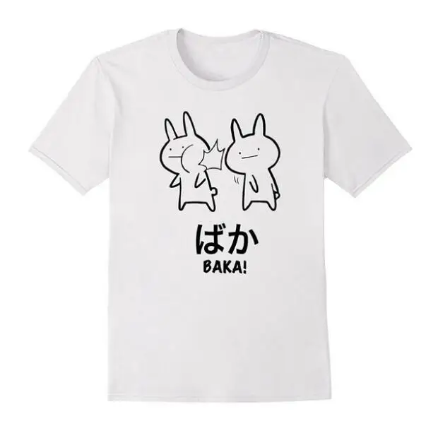 Забавная аниме Baka Rabbit Slap Baka японская мода Harajuku Kawaii хлопковая Футболка tumblr Графические футболки женская футболка летний топ