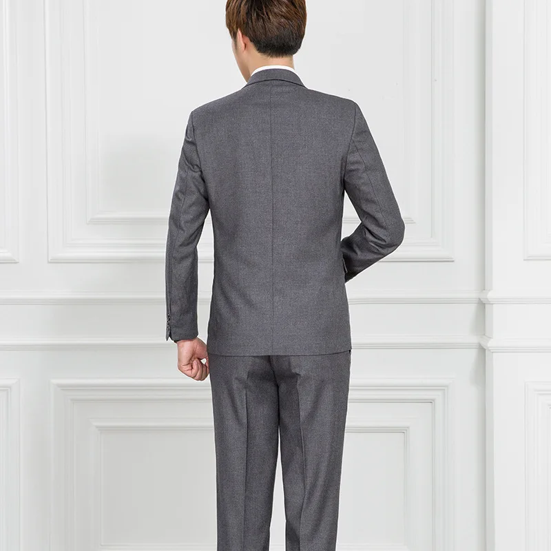 Мужские деловые костюмы с двумя пуговицами серые приталенные качественные
