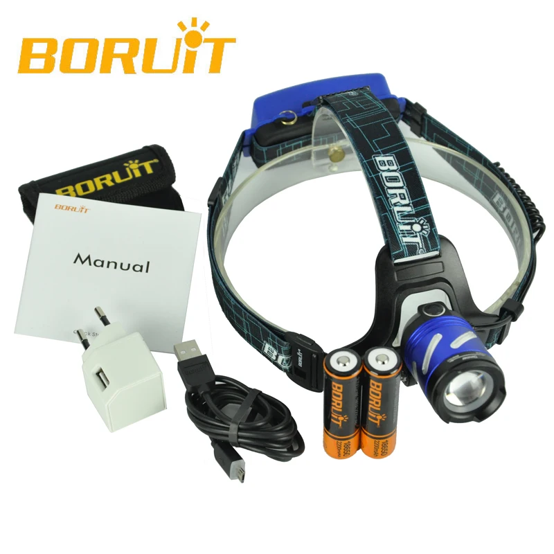 Налобный фонарь BORUiT B9 светодиодный XP-G2 R5 3 режима перезаряжаемый масштабируемый