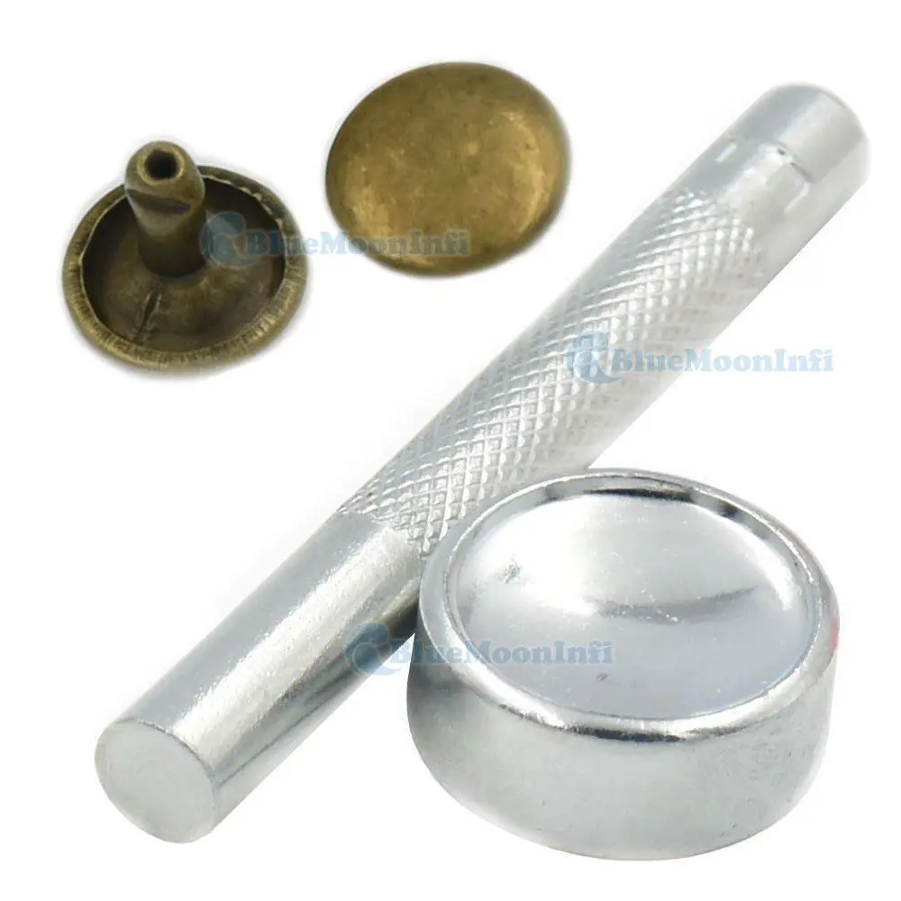 100 шт./лот один инструмент с двойной круглой заклепкой шпилька для кожи кожаные