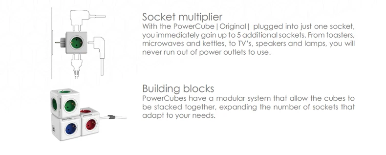 Allocacoc powercube розетка с usb удлинитель электрический пробка розетки заглушки для переходник розеток силовой куб силовая полоса мультирозеточный удлинитель ЕС электрическая 16A 2.1A Домашнее использование зарядка