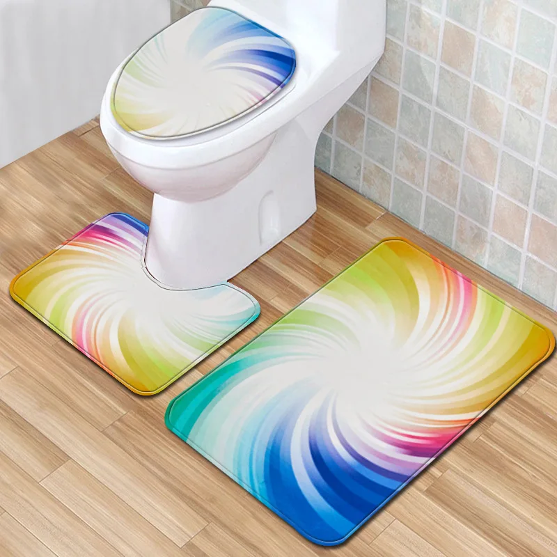 Персиковый цвет коврик для ванной Противоскользящий унитаза и u-образный коврики