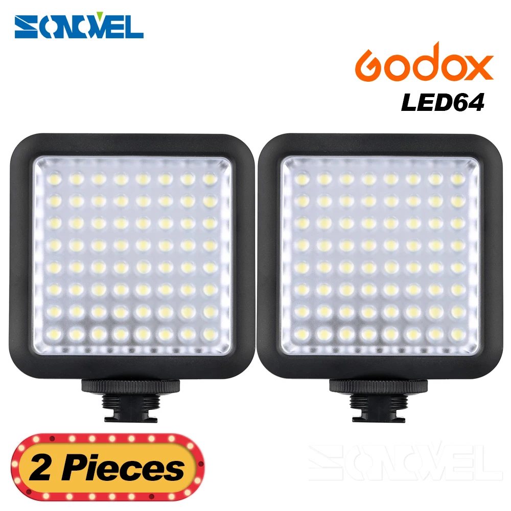 

2Pcs Pro Camera Led Lights Godox LED64 Video LED Lamp Panel Macrophotography for Canon Nikon Sony Camcorder Camera