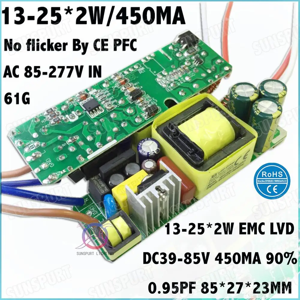 3 шт. в коробке TUV CE 40 Вт AC85 277V светодиодный драйвер 13 25x2W 450mA DC39 84V постоянного тока