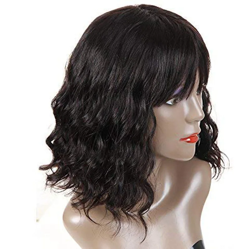 Кудрявый боб парик короткие человеческие волосы парики с челкой 360 кружева