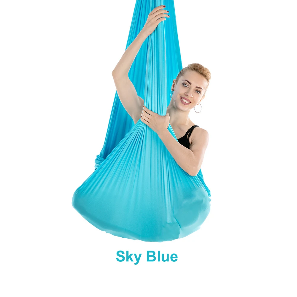 Sky Blue Новинка, 7*2,8 м, Воздушный Гамак для йоги, анти-Гравитация, Йога качели, пояс для бодибилдинга, пилатеса, тренировки, фитнес-костюм для потолка, 4,2 м - Цвет: Sky Blue