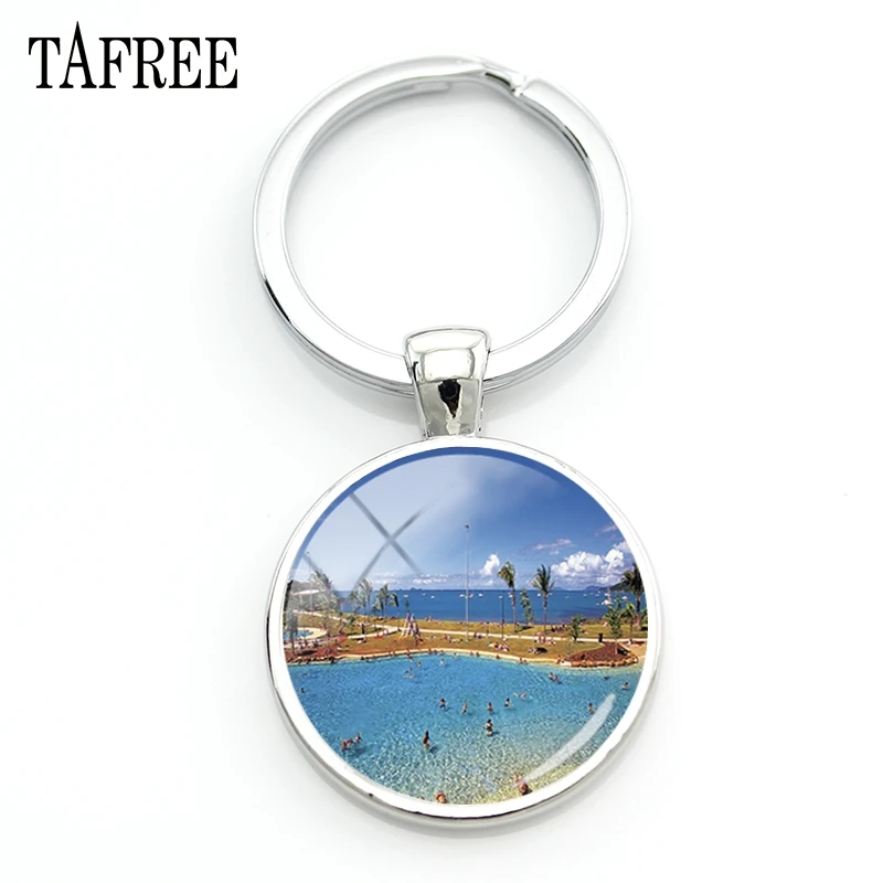 

TAFREE Great Barrier Reef Keychain beautiful sea scenery Key Chain women pendant for key Australia Keepsake Jewelry FA504