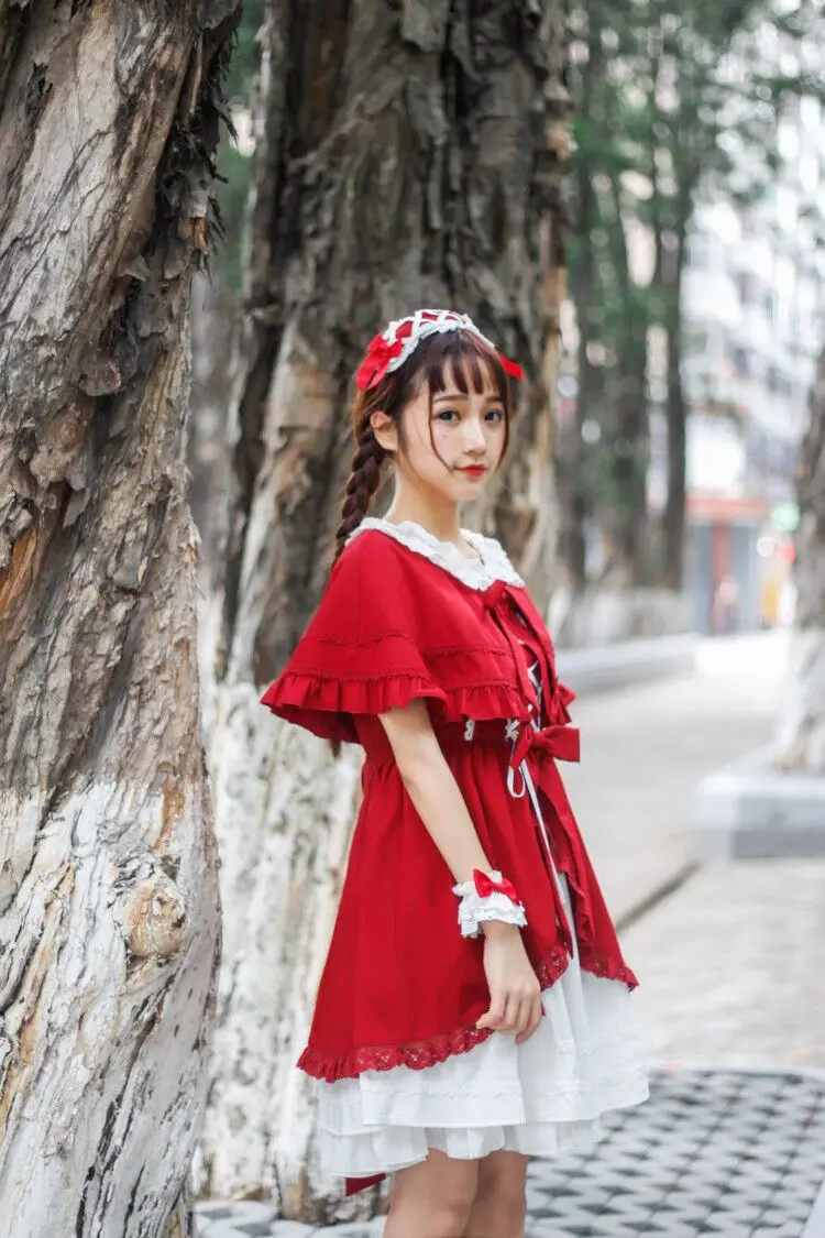 

Japanese kawaii girl sweet lolita dress vintage lace bowknot o-neck victorian dress gothic lolita op tea party princess loli cos