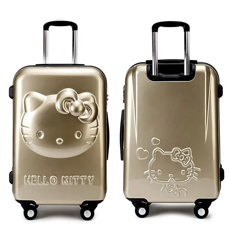Для девочек Рисунок Hello Kitty тележка чемодан 3D мультфильм тележки Чемодан сумка