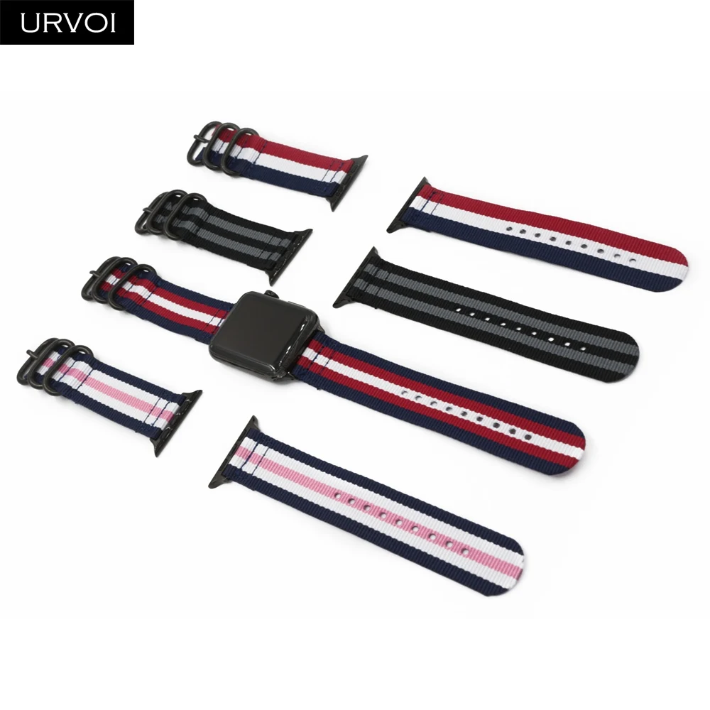 Ремешок URVOI для apple watch Series 6 SE 5 4 3 2 1 плетеный нейлоновый браслет NATO iwatch двойные