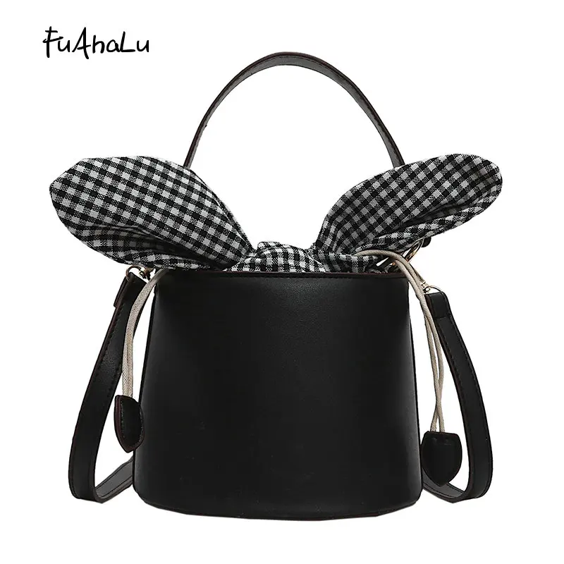 

FuAhaLu Lady Fashion Solid Bucket 5 colors single Single shoulder strap for women messenger bags Beautiful crossbody bags