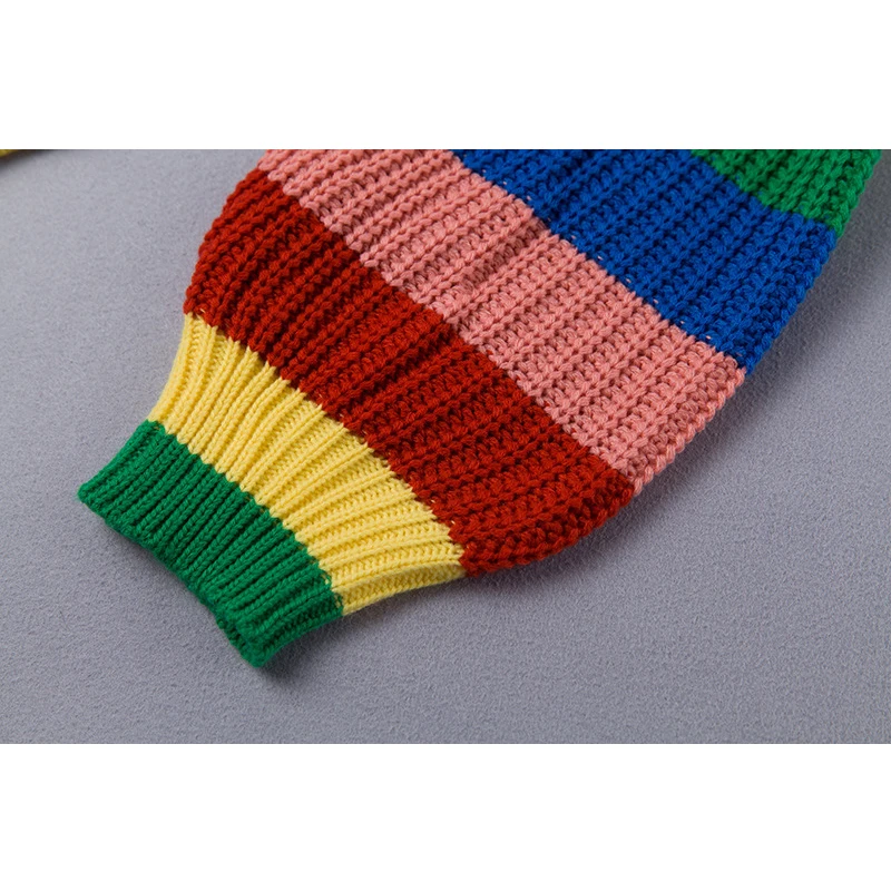 FJUN Winter Rainbow turtleneck sweaters women 2018 jumpers knitted clothes fashion colorful striped one size pullover female top | Женская