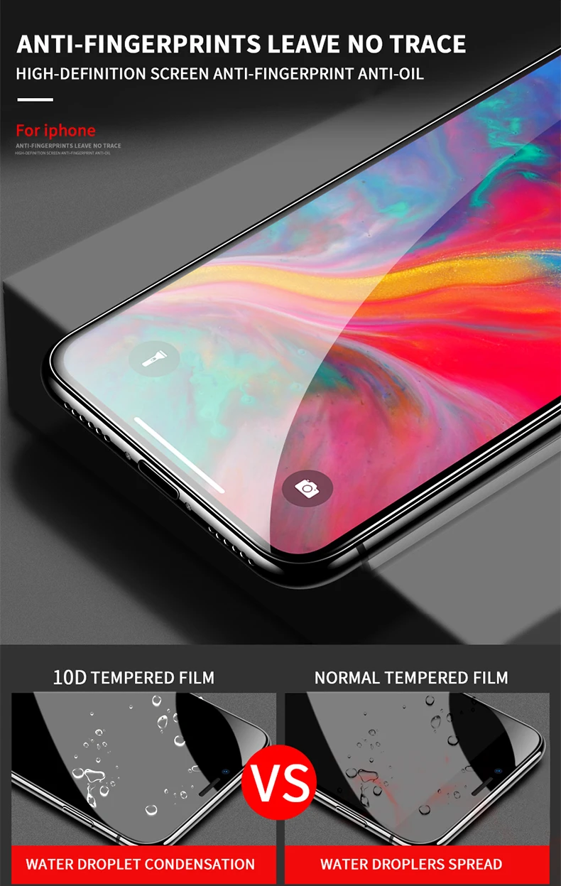 10D полное покрытие закаленное стекло протектор для iPhone XR Xs Max X 6 7 8 plus 100 шт включает розничную упаковку