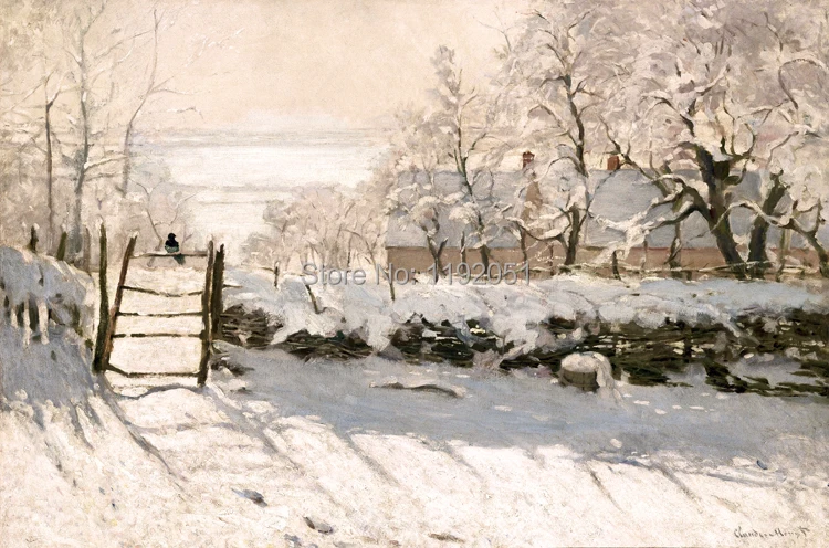 

Картина Monet Water the magpie c.1869 V2, искусство на холсте, Декор для дома, бесплатная доставка