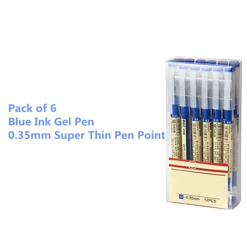 Pack of 6 Blue 6 шт./компл. 0,35 мм гелевая ручка черного цвета симпатичные канцелярские принадлежности Kawaii офисные и школьные принадлежности гелевая заправки для ручек школьные канцелярские поставщиков - Цвет: Pack of 6 Blue