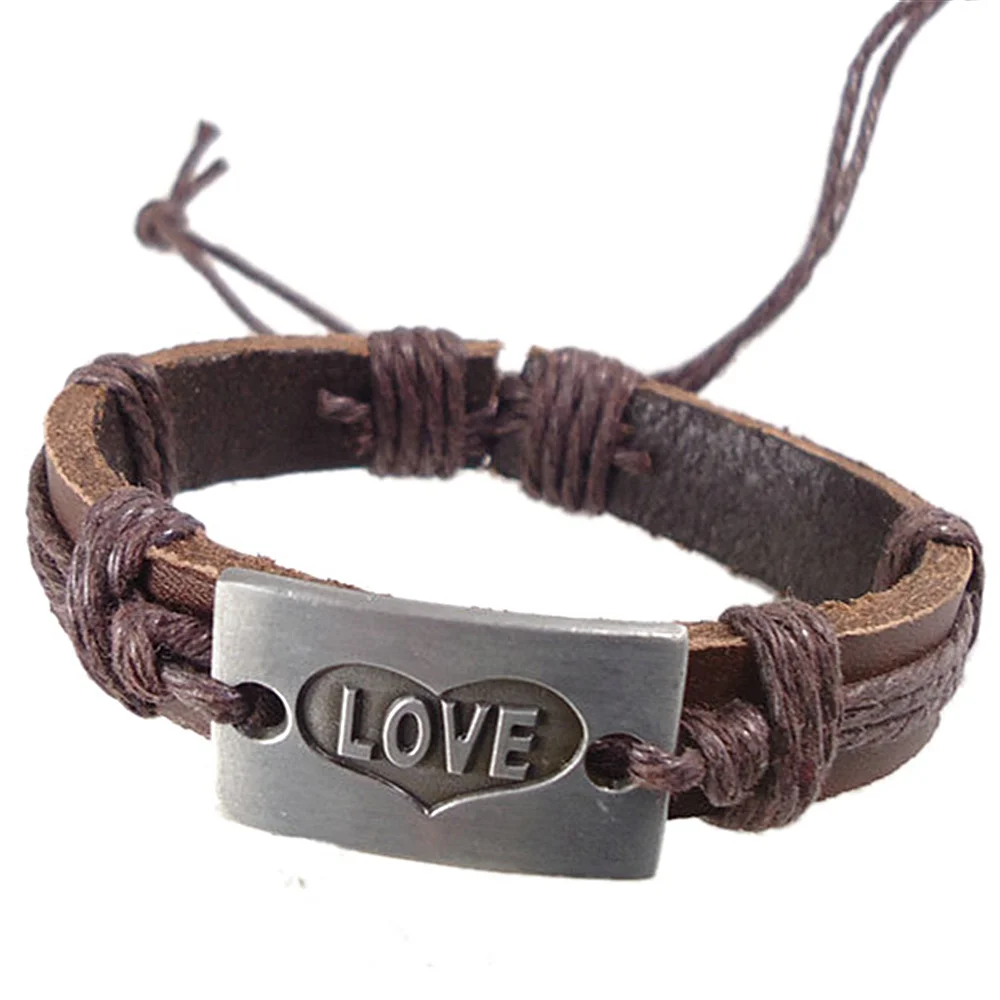 Женский плетеный браслет ручной работы из натуральной кожи с подвеской в виде