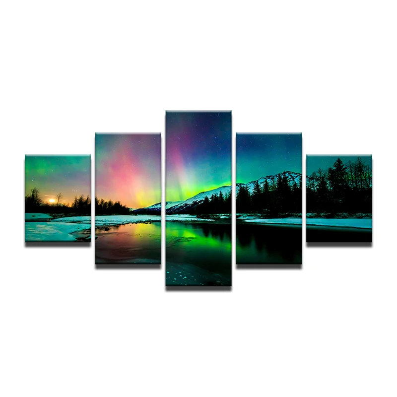 Новинка 5 шт./компл. холст художественные картины HD красочные Аврора Borealis