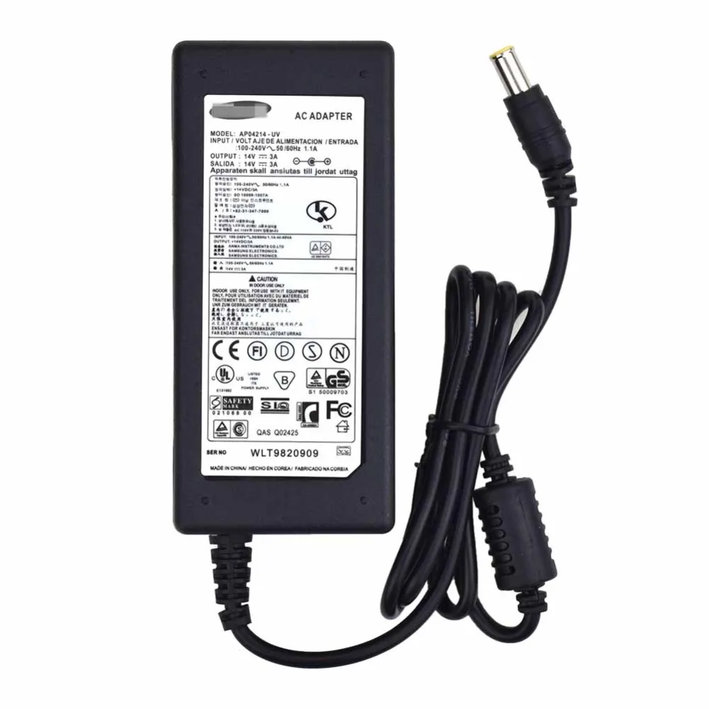 AC100V-240V для samsung светодиодный ЖК-дисплей Настольный компьютер дисплей адаптер питания 14V 3A компьютерное зарядное устройство