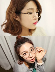 Ретро круглый равнине зеркало очки кадр близорукость 2016 съемный объектив