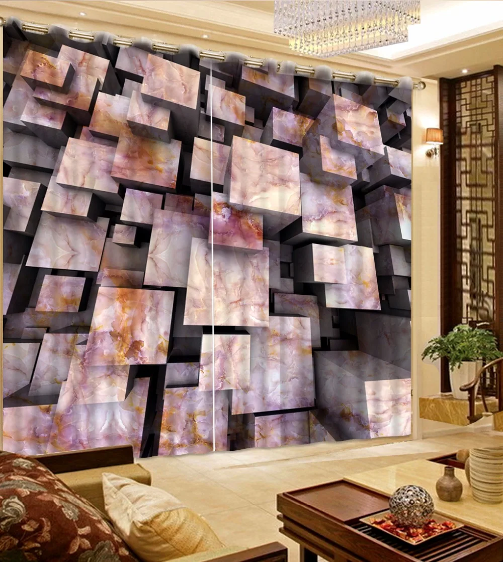 

Modern Photo Curtain For Living room Window Bedroom Decoration box stereo Curtains For Windows Home Decoration