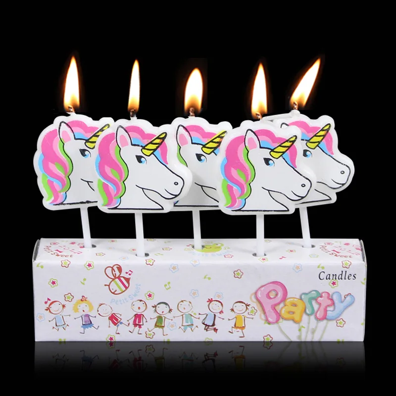 5 шт. 18*8 5*3 см розовые свечи в виде единорогов Детские товары на день рождения