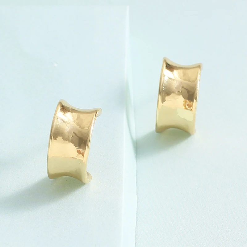 8Seasons New Simple C-Shape Gold Color Metal Stud Earrings For Women Party Fashion Hollow Out Statement Jewelry 1 Pair | Украшения и