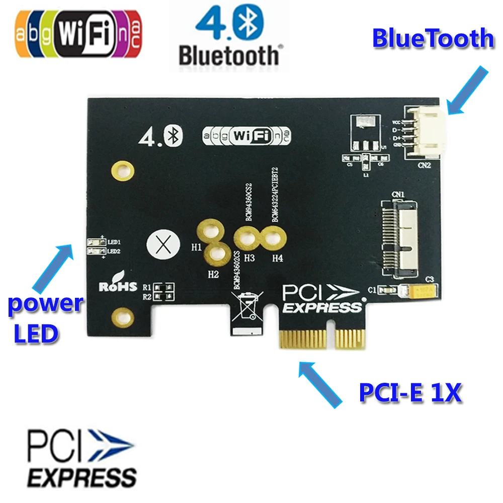 Антенны 802 11 + Bluetooth 4 0 Broadcom BCM943602CS BCM94360CS2 беспроводная Wi-Fi карта Mini PCI-E к 1X адаптер ПК