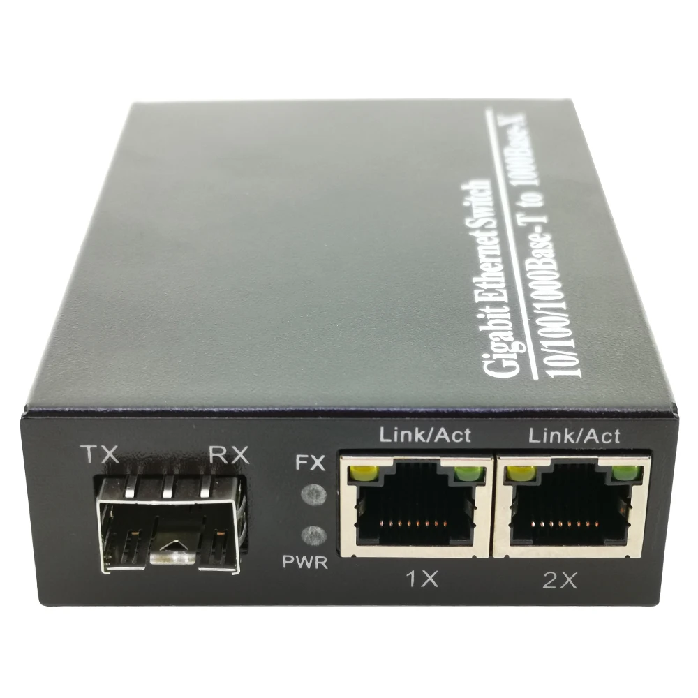 SFP волоконный медиаконвертер в RJ45 гигабитный медиаконвертер SFP 2*10/100/1000 м Ethernet конвертер приемопередатчик волоконно-оптический коммутатор