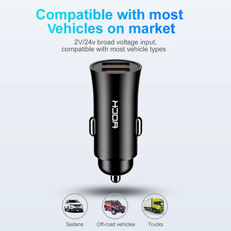 Автомобильное зарядное устройство ROCK Dual USB 32W Quick Charge 4 0 3 Для samsung huawei быстрое SCP 5A