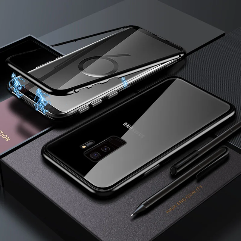 Металлический магнитный 360 Защитный чехол для телефона samsung Galaxy A50 A70 A7 S10E S9 S8 Plus