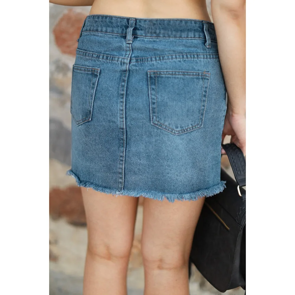 Женские юбки летняя мода эластичная Асимметричная джинсовая открытая