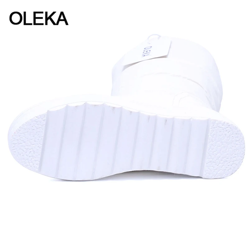 Oleka плюс Размеры Новый 2017 Модные женские ботинки Утепленная одежда низкие зимние