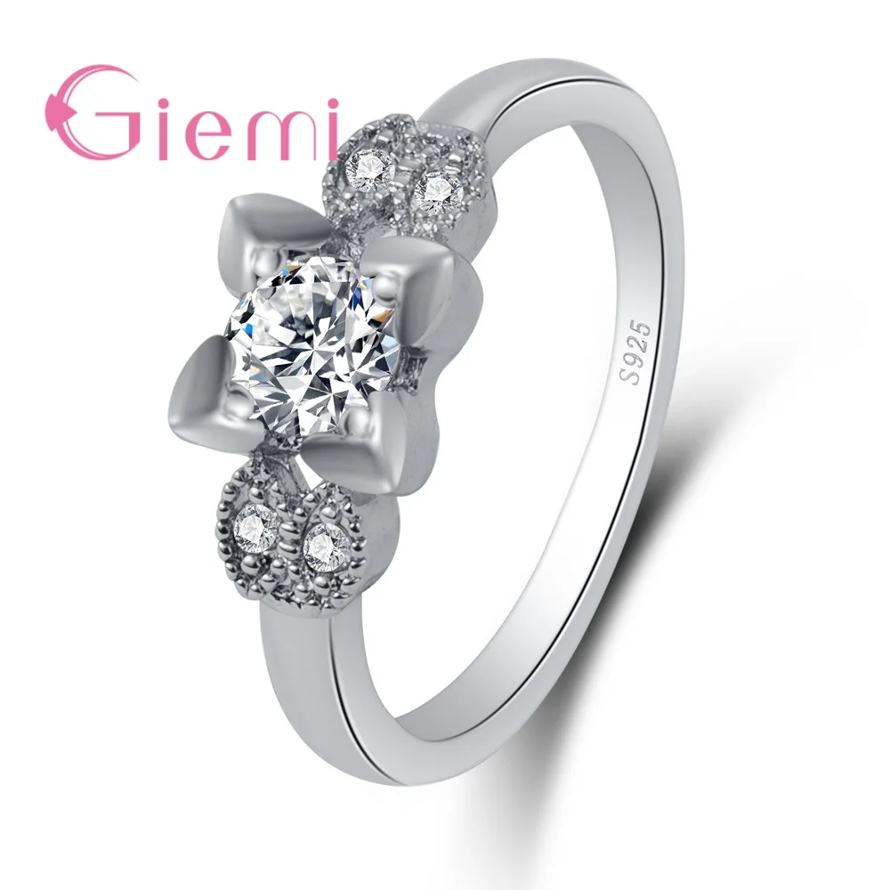 

Authentic 925 Sterling Silver Finger Rings for Women Charming Cubic Zirconia Crystal White Stone Femable Wedding Jewelry