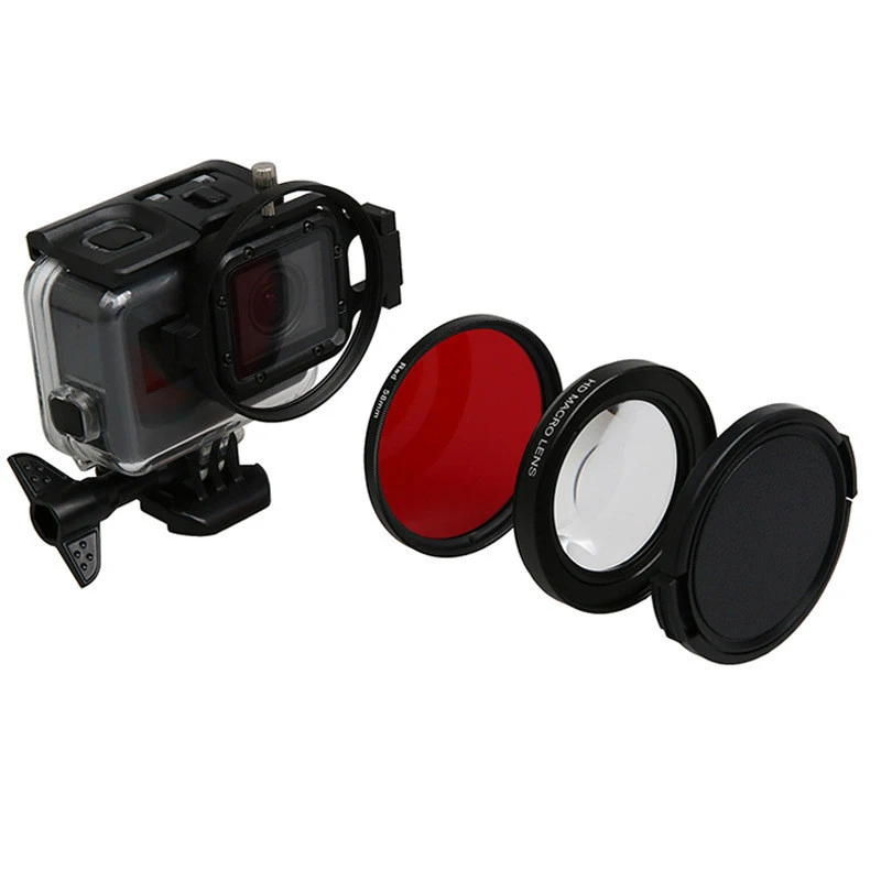 Для Gopro 7 фильтр крупным планом+ 16 макро Красный Дайвинг Подводные фильтры для Go Pro 5 6 7 черный водонепроницаемый чехол Аксессуары