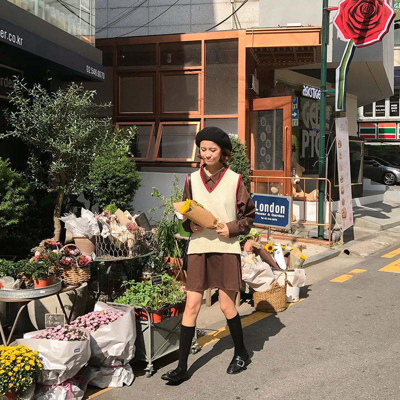 Женское платье в японском стиле Harajuku Ulzzang Свободное длинное офисное Корейском